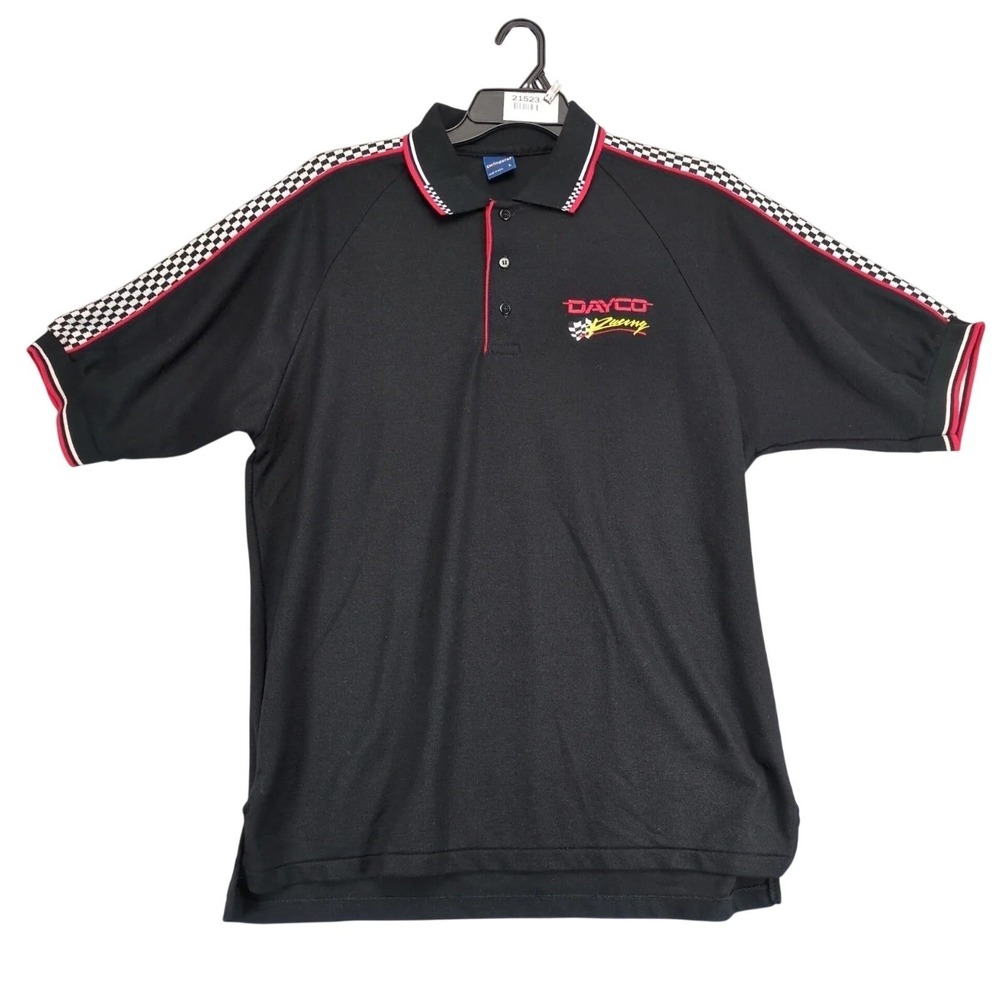 Vintage‎ 90s Dayco Racing Polo Shirt Mens L Made USA Swingster Checker Shoulders